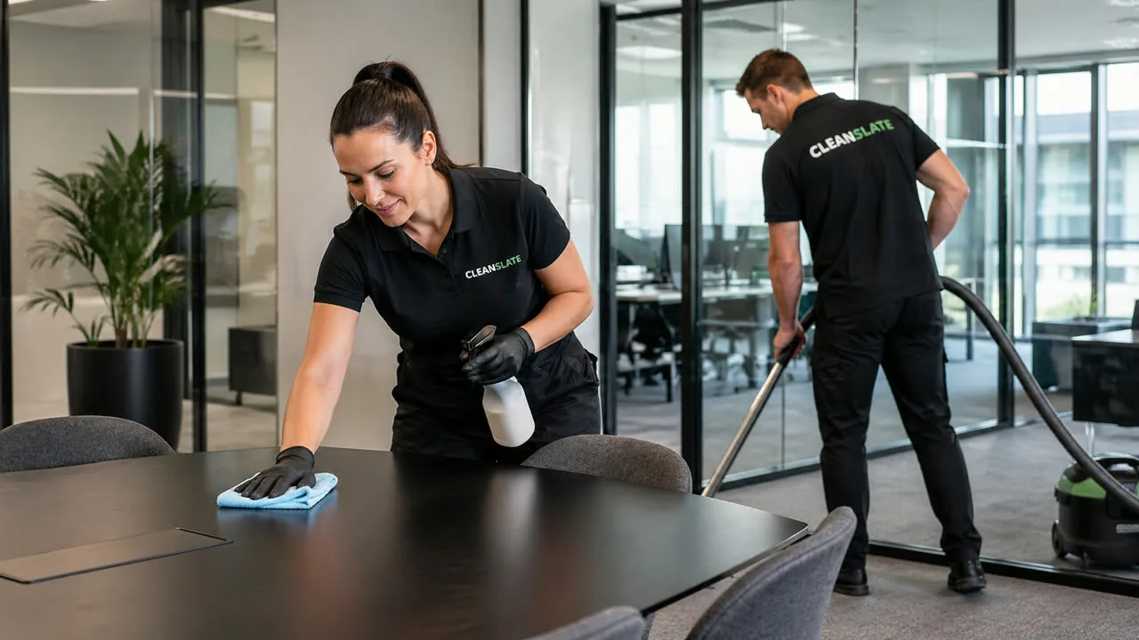 Hovedrengøring af kontor med Cleanslate-team